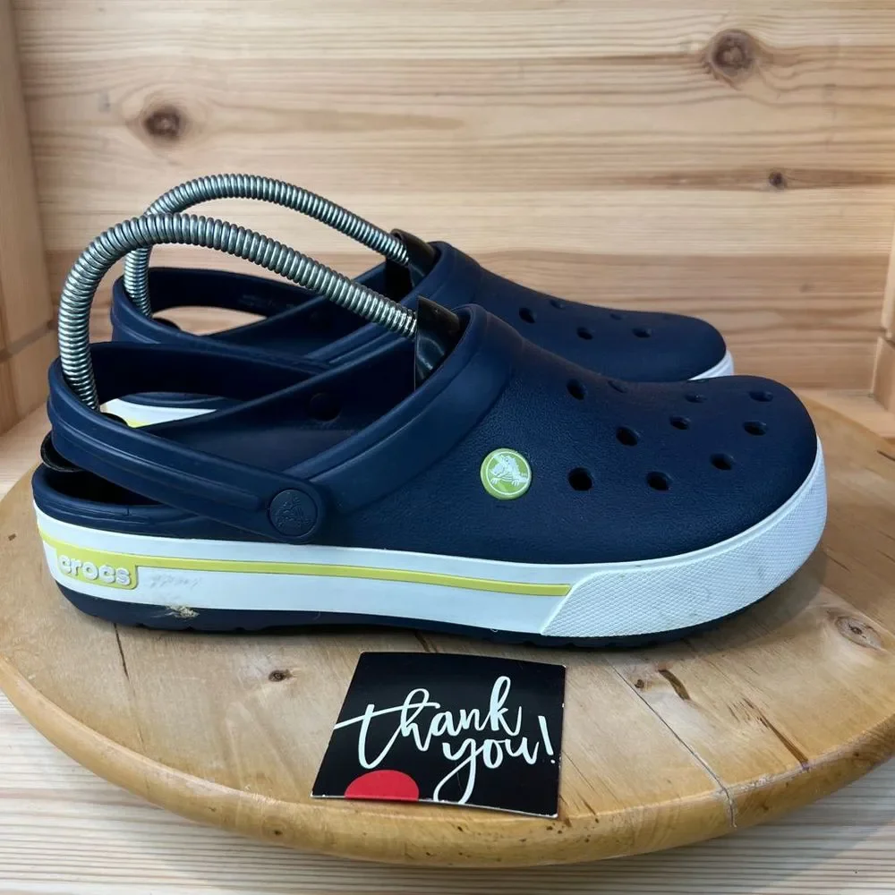 Crocs Navy Blue & White Round Toe Slip On Comfort Shoes Women’s Size 9